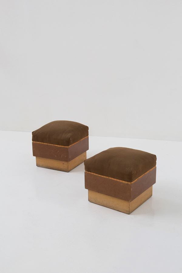 Manifattura Italiana - Pair of Italian Art Deco poufs