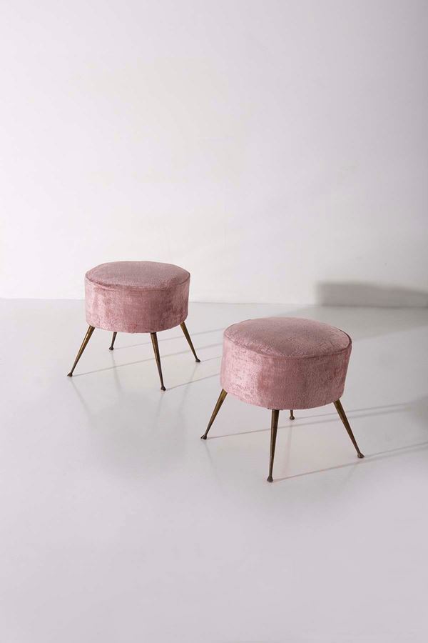 Pair of pink Italian poufs