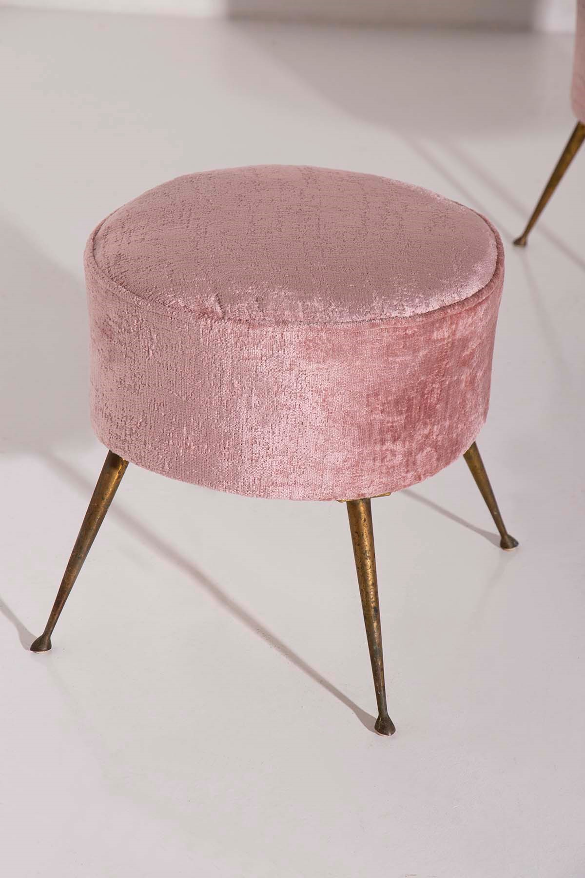Coppia di pouf italiani rosa