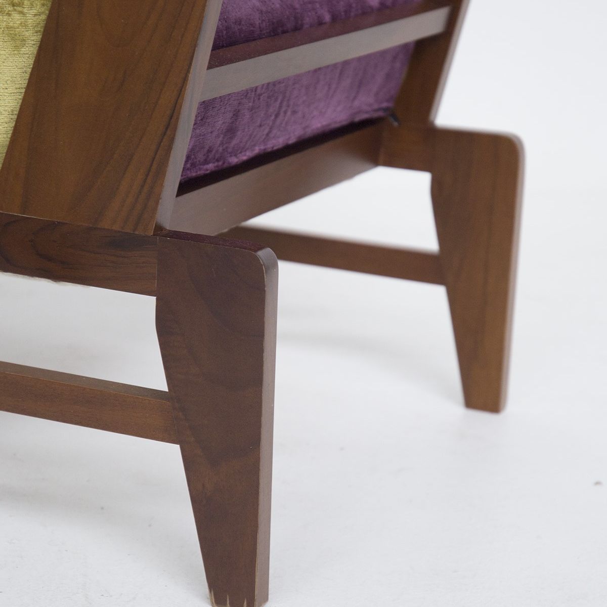 Rene Gabriel Vintage Armchairs in Purple And Green Velvet