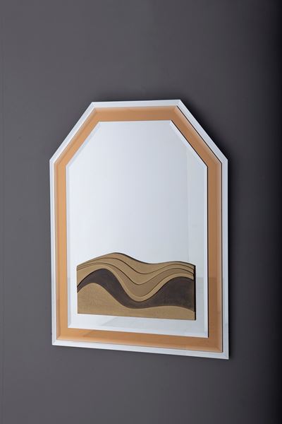 Specchio da parete in ottone bronzo e specchio