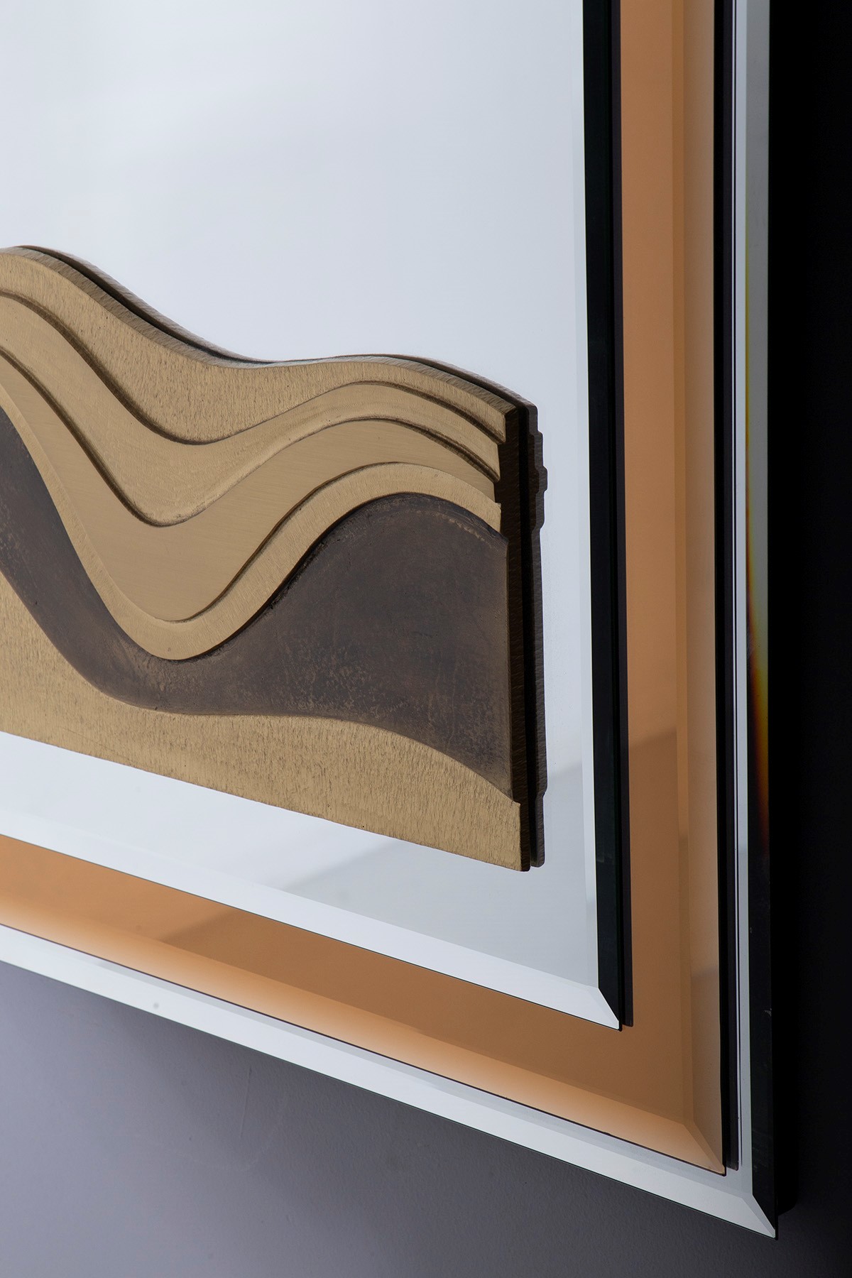 Manifattura Italiana - Specchio da parete in ottone bronzo e specchio