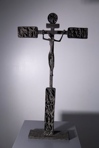Crocifisso Italiano in Fusione di Bronzo, Firmato