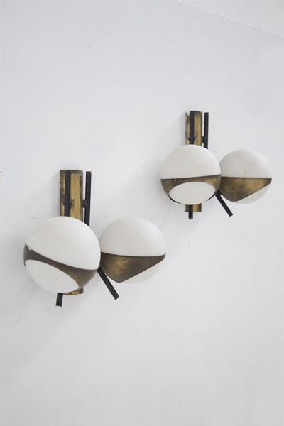 Vintage Appliques With Two Spheres in Patina Brass