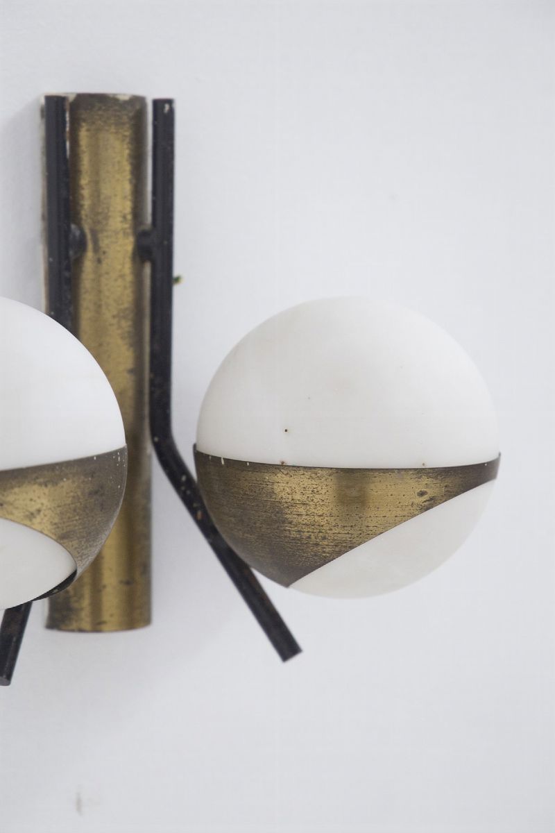Vintage Appliques With Two Spheres in Patina Brass