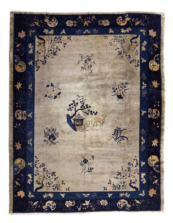 Antique blue Chinese rug Beijing