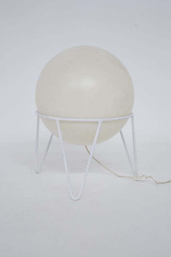 Vintage Spherical Floor Lamp with White Painted Iron Base