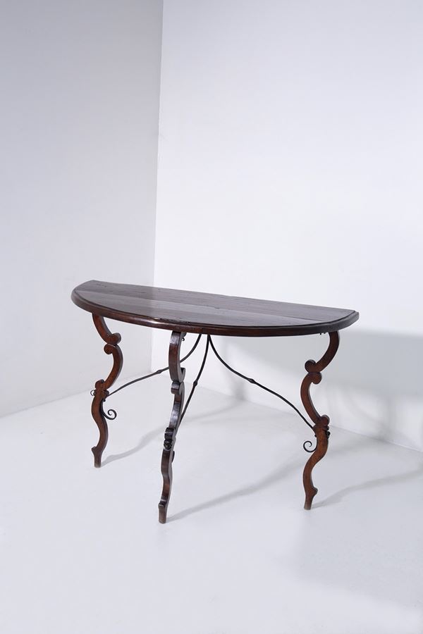 Italian console in wood and wrought iron