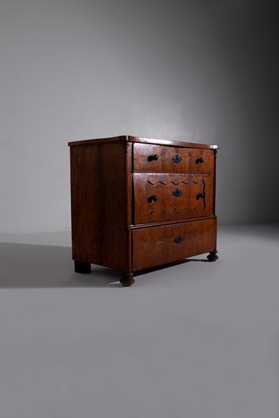 Cassettiera Italiana in Legno di Radica Siciliana Italiana