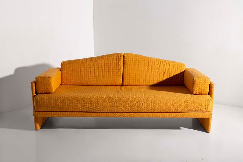Divano Vintage Italiano in Tessuto Giallo