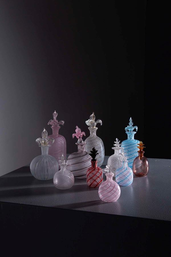 Manifattura Italiana - Ampolle Porta Profumo in Vetro di Murano "Filigrana"