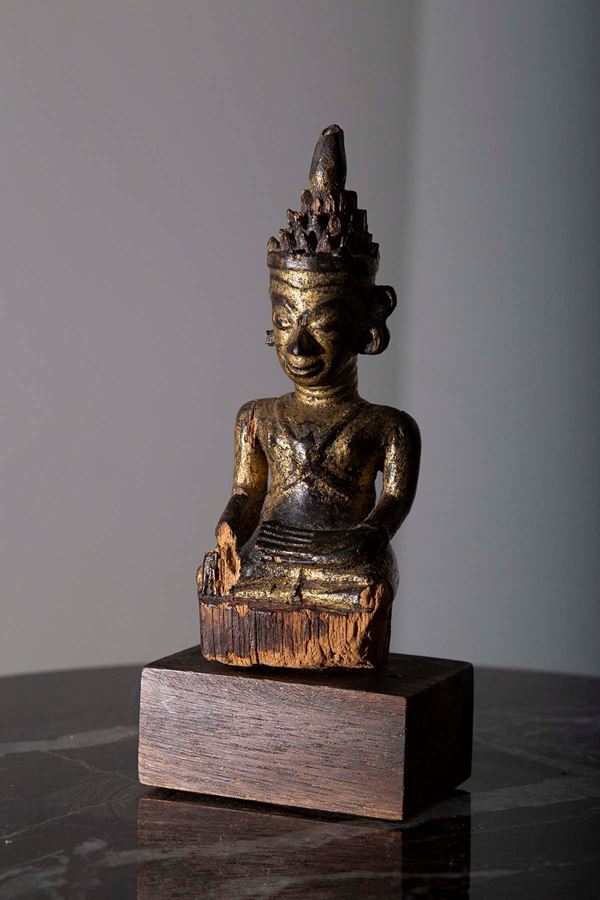 South East Asian lacquered wood Buddha, 19th century