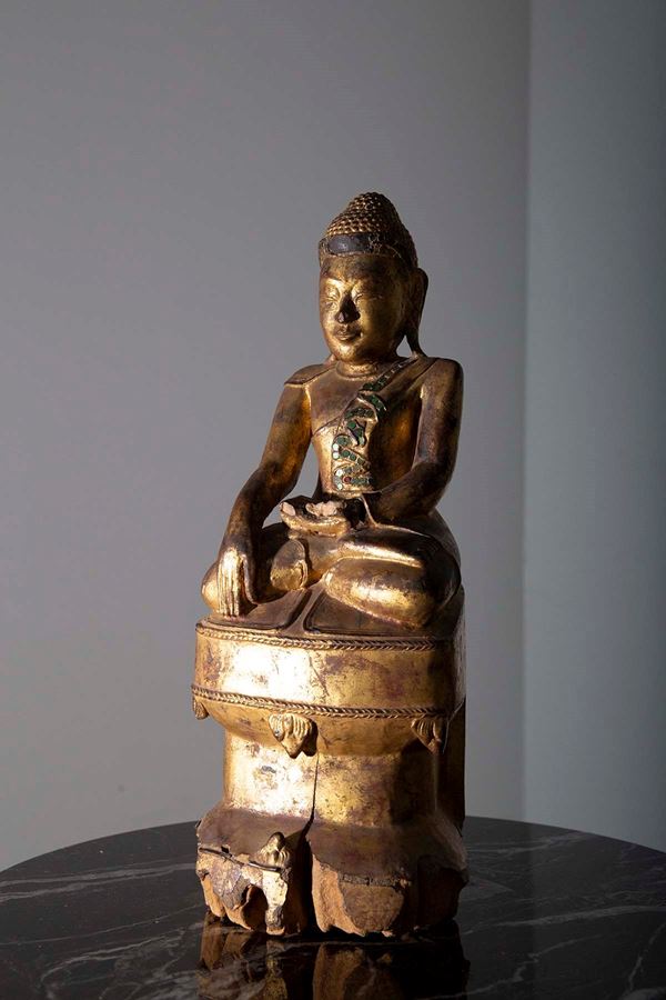 Buddha in lacquered wood Burma, Mandalay, 19th century