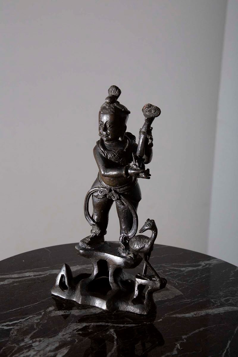 Figura Taoista in Bronzo Cina, Dinastia Ming