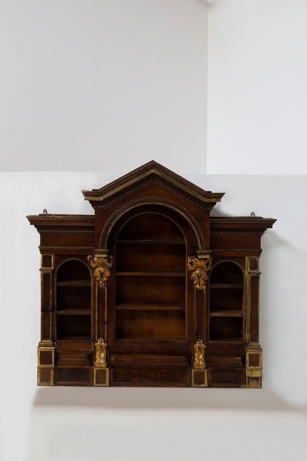 Antique Empire-style wall-mounted bookcase cabinet