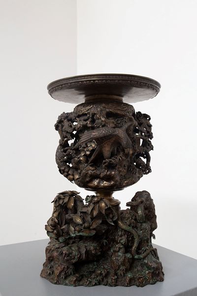 Bruciatore di Incenso Giapponese Meiji in Bronzo