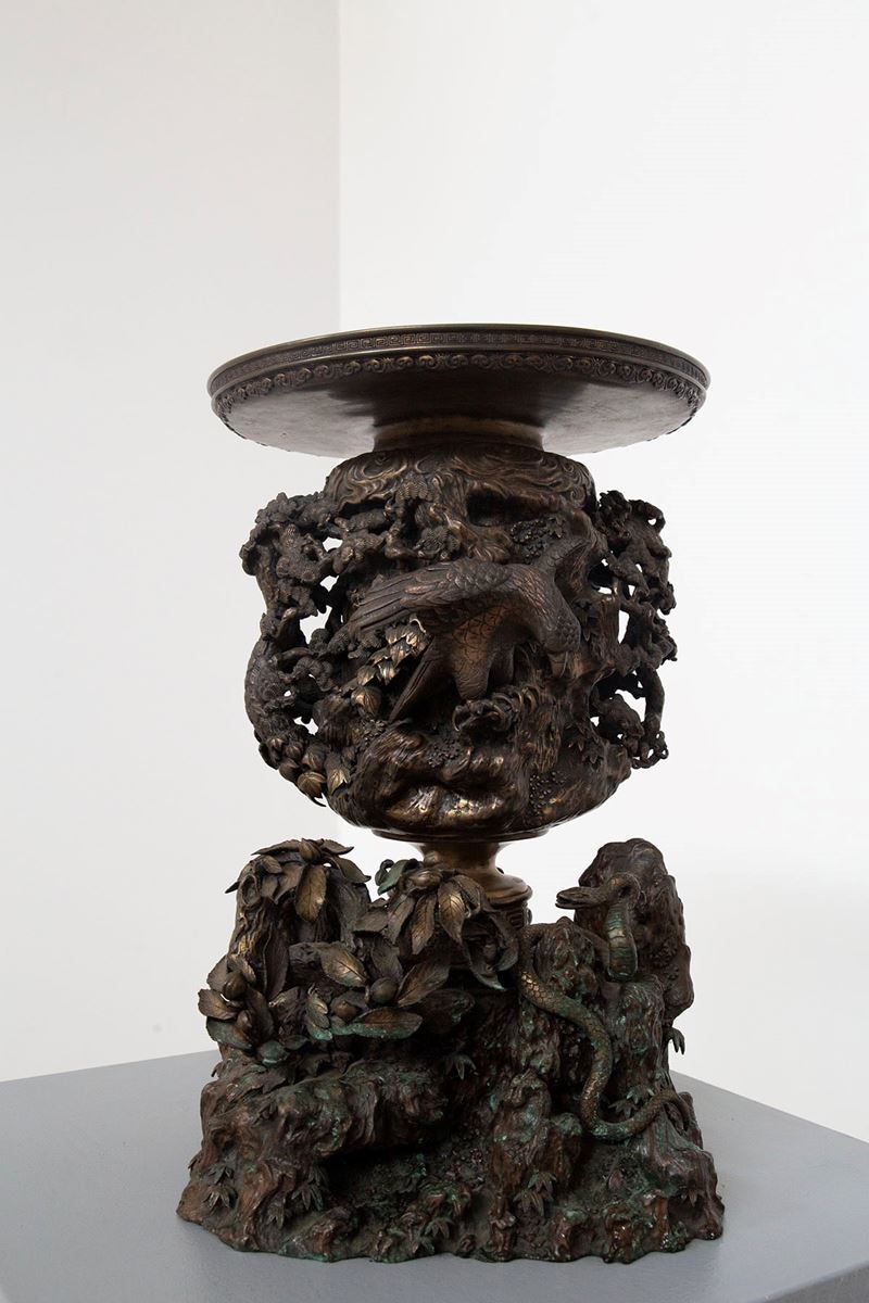 Bruciatore di Incenso Giapponese Meiji in Bronzo