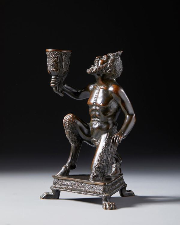 Calzetta Da Ravenna Severo Candlestick Depicting a Kneeling Satyr