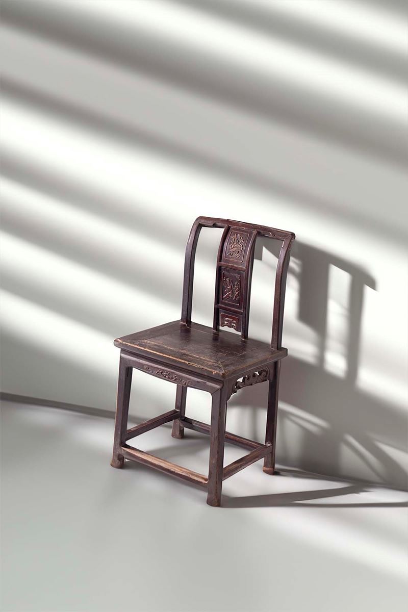 Sedia Cinese Vintage con Intarsi