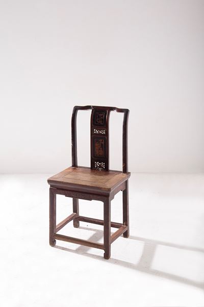 Sedia Cinese Vintage con Intarsi