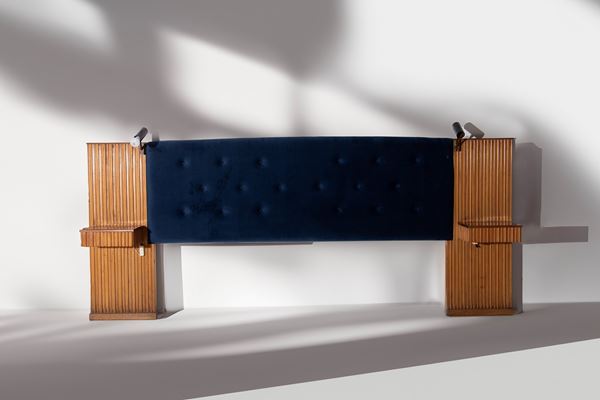 Luigi  Scremin - Headboard Bed attr. in velvet.