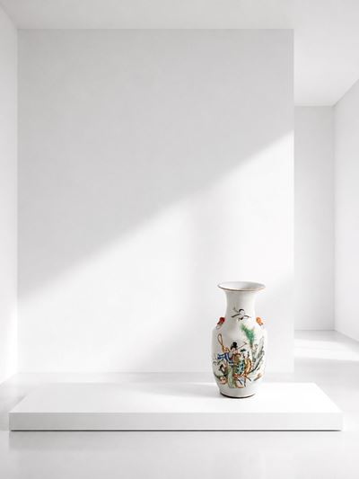 Vaso Cinese della Dinastia Ch'ing Donna con Cervo