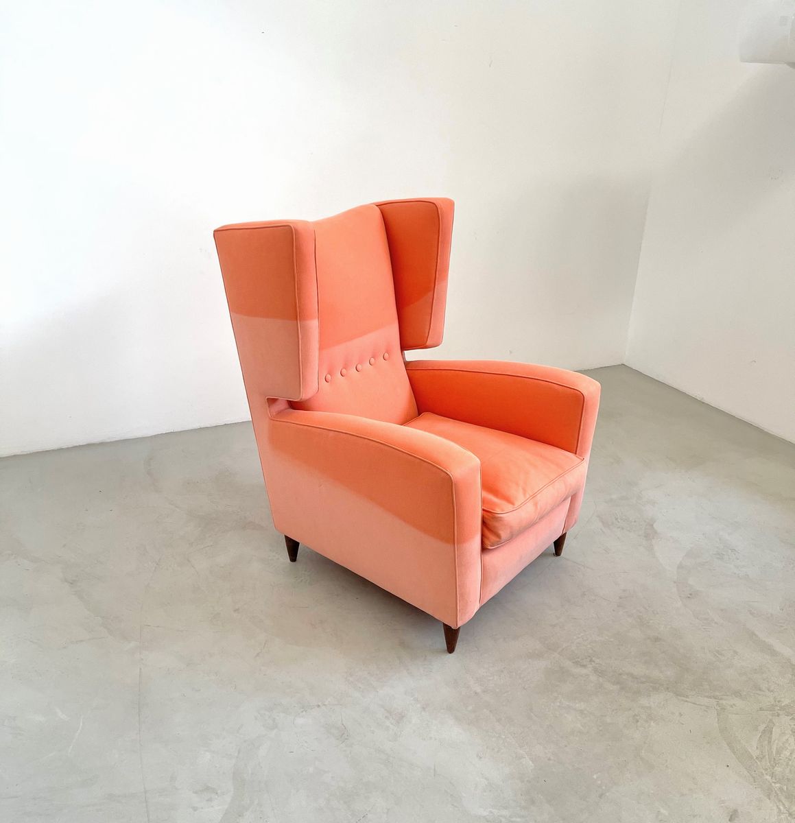 GIO PONTI (Attr). Wooden and fabric armchair, 1950s