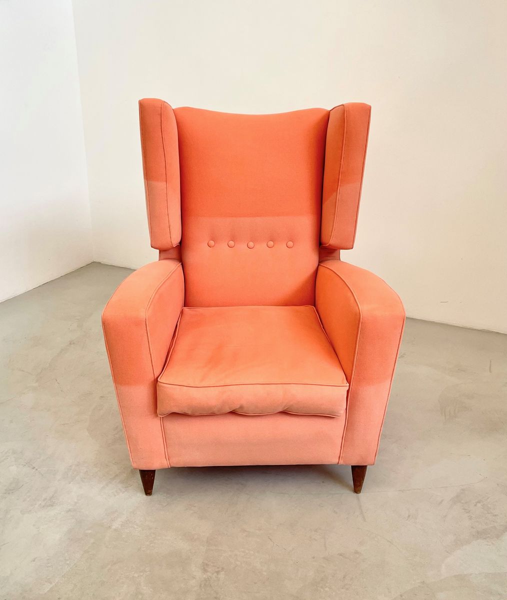 GIO PONTI (Attr). Wooden and fabric armchair, 1950s