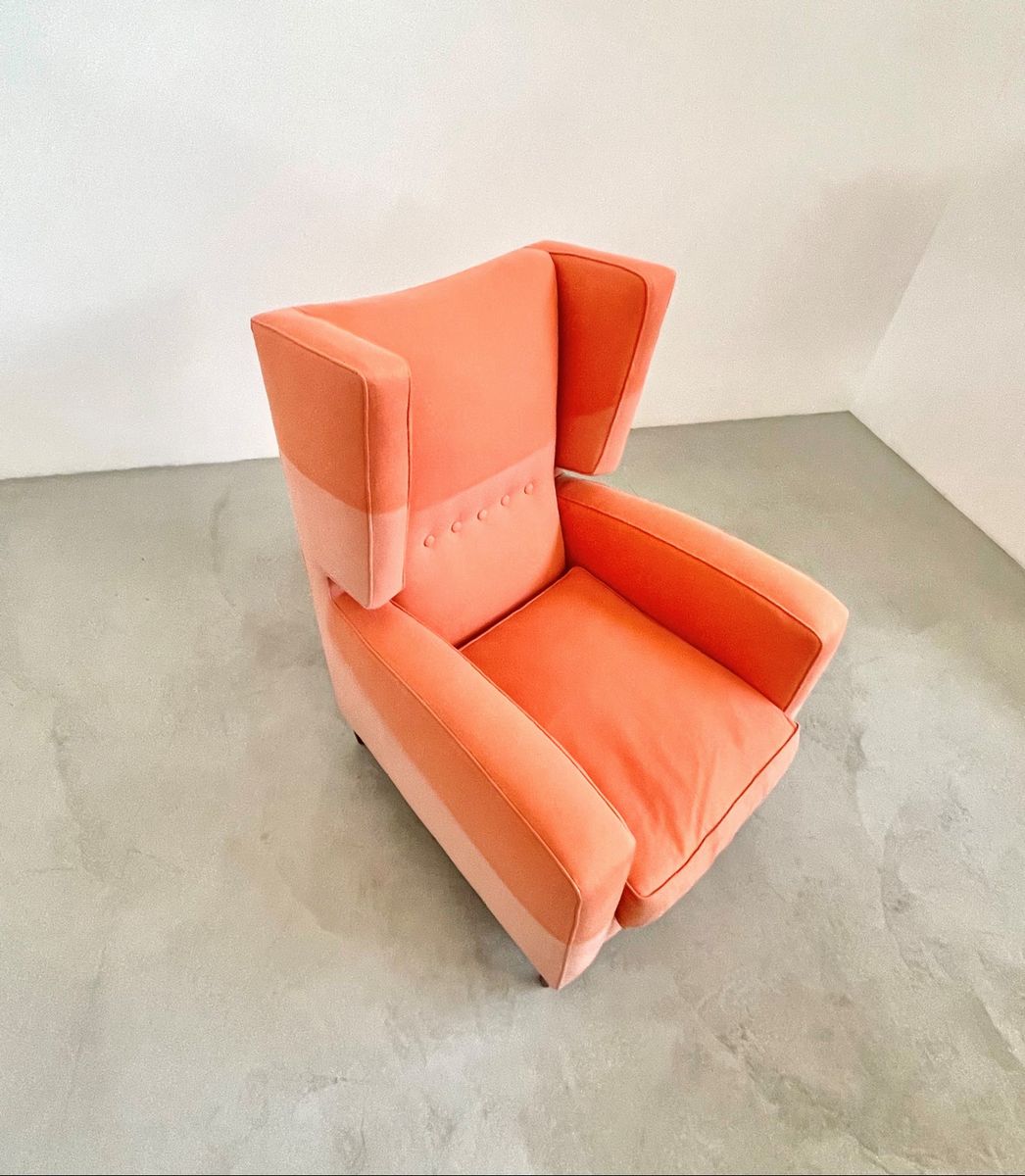 GIO PONTI (Attr). Wooden and fabric armchair, 1950s