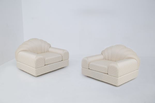 Alain Delon - Pair of satin armchairs