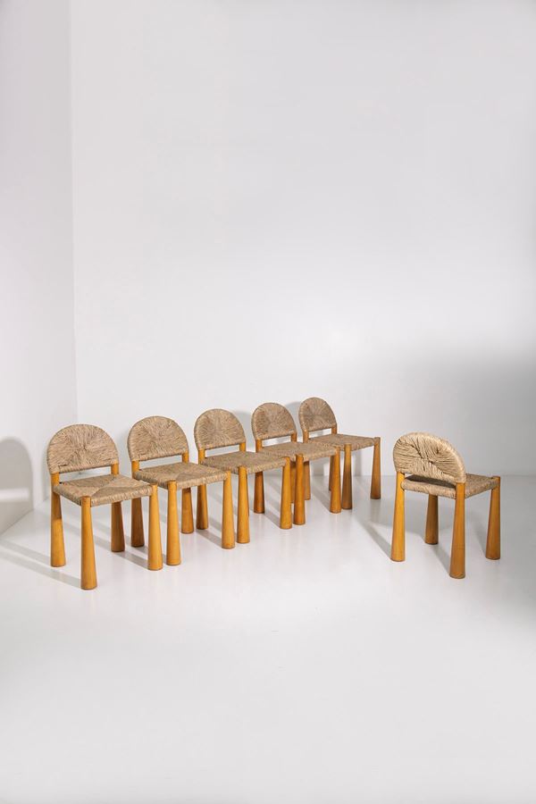 Alessandro Becchi - Set of six chairs “TOSCANOLLA”