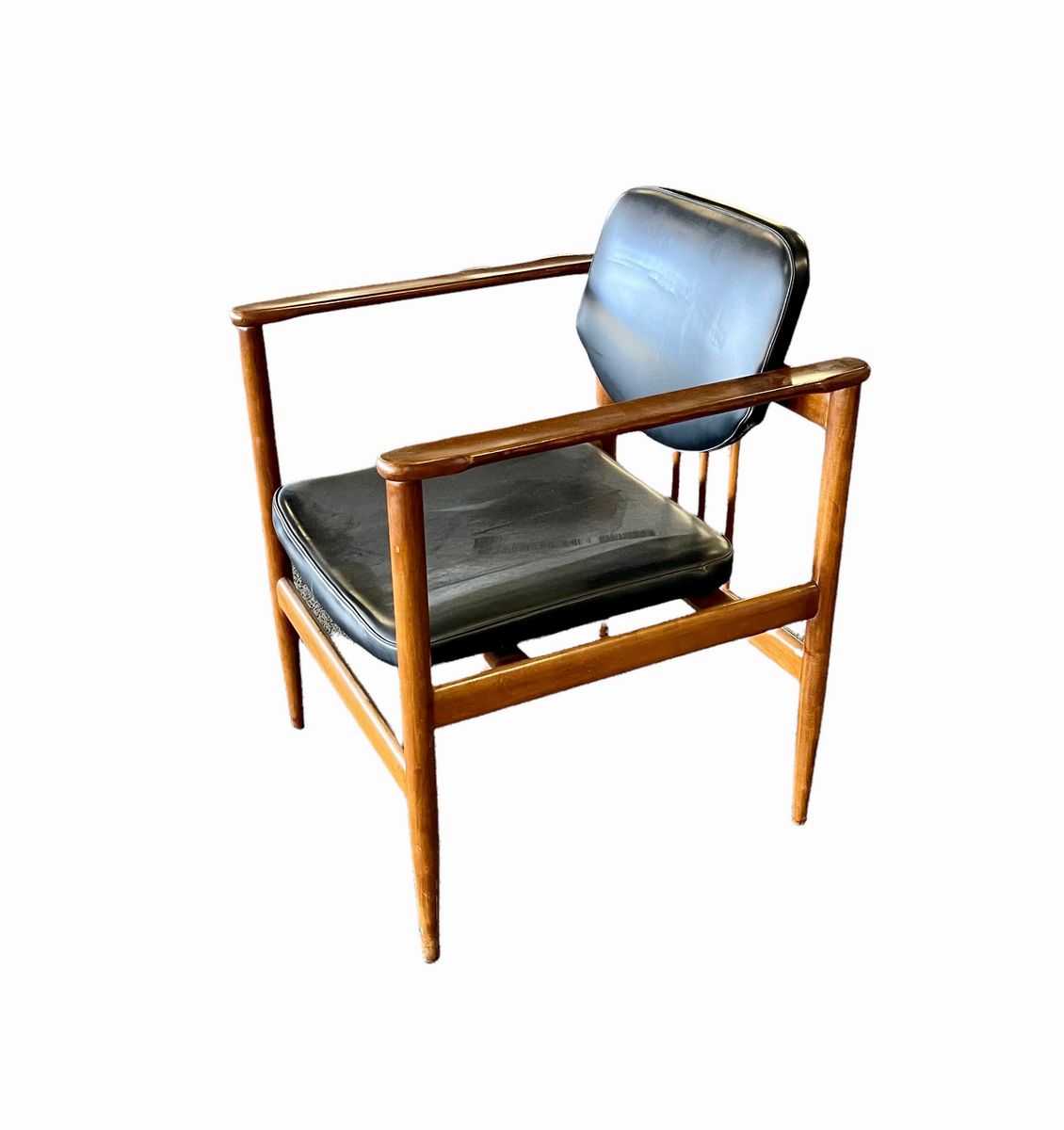 Gunnar Asplund Sweden Vintage Armchairs in Wood And Leather, Set Of 2
