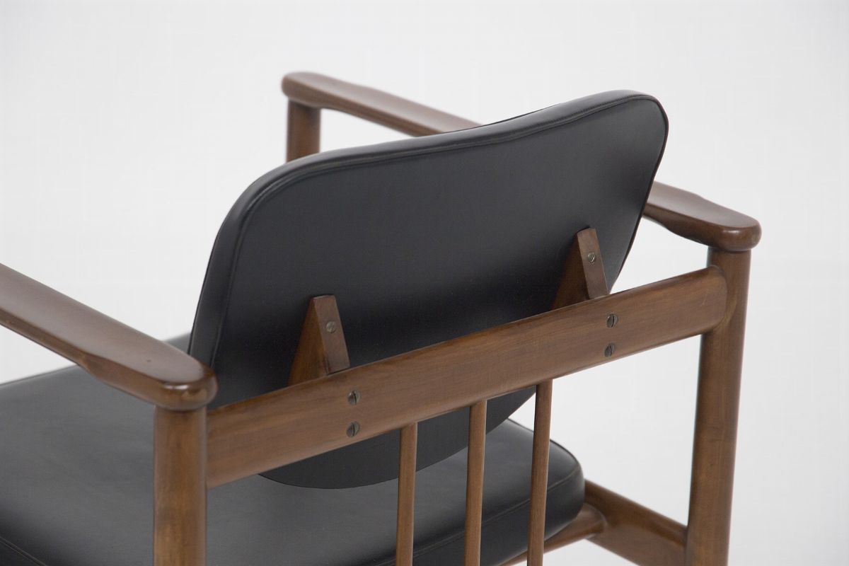 Gunnar Asplund Sweden Vintage Armchairs in Wood And Leather, Set Of 2