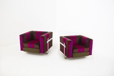 Luigi Caccia Dominioni Fuchsia Armchairs For Azucena, 50s