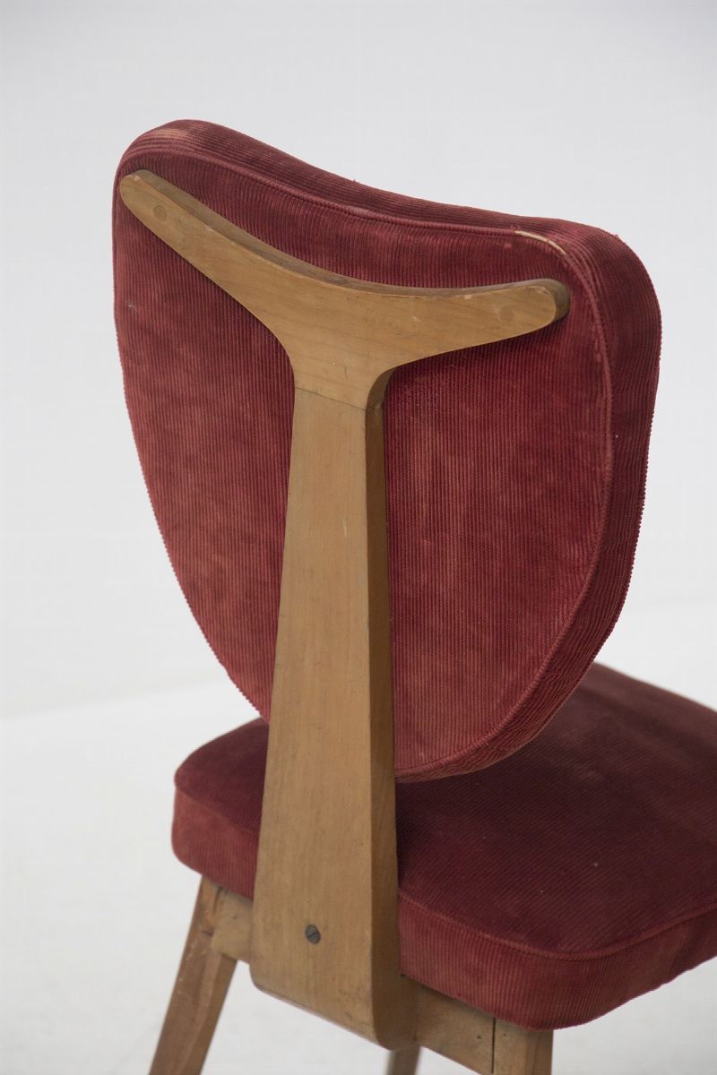 Italian Manufacture Chairs in Velvet And Wood