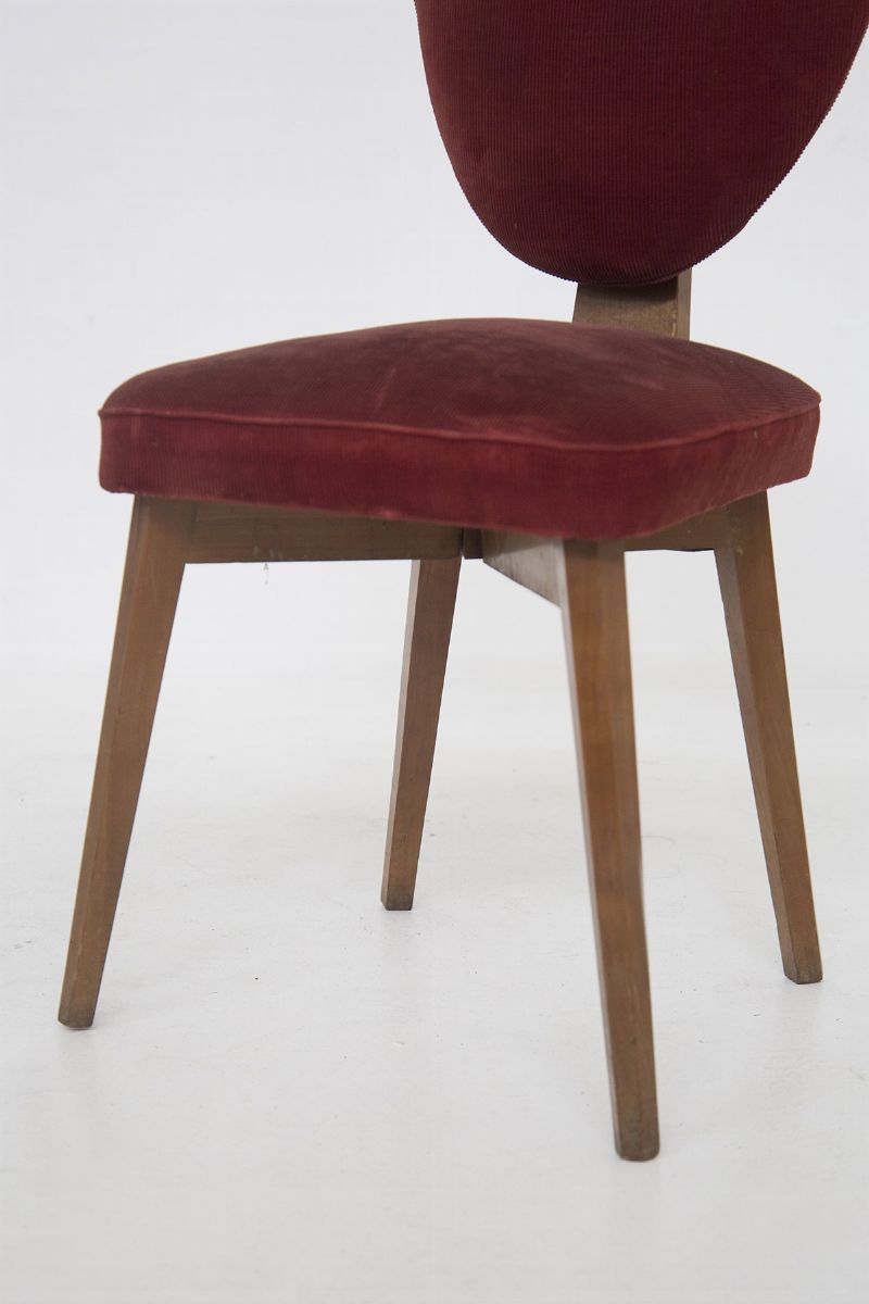 Italian Manufacture Chairs in Velvet And Wood