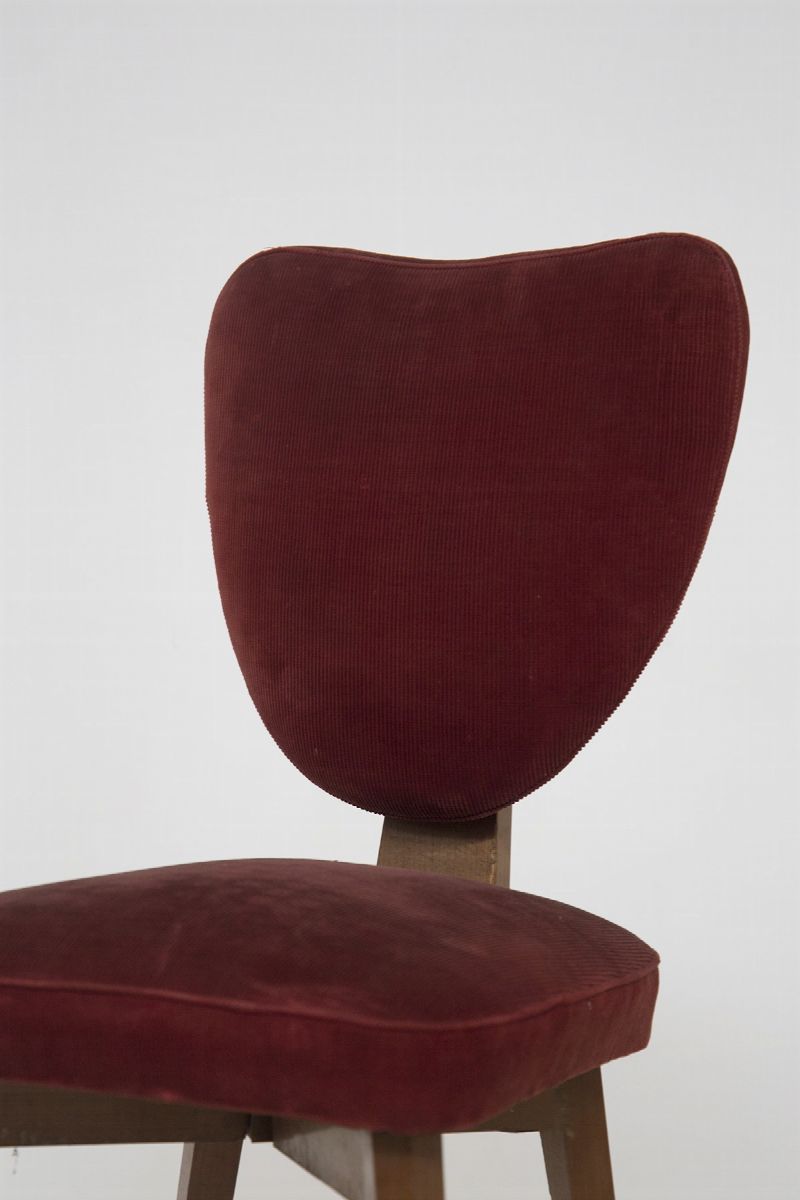 Italian Manufacture Chairs in Velvet And Wood
