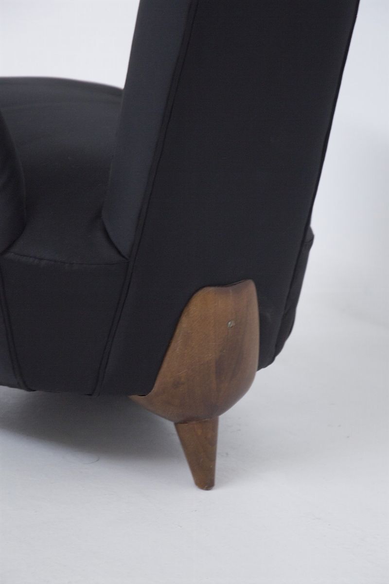 Vintage Armchairs Att. To Renzo Zavanella in Wood And Silk Satin