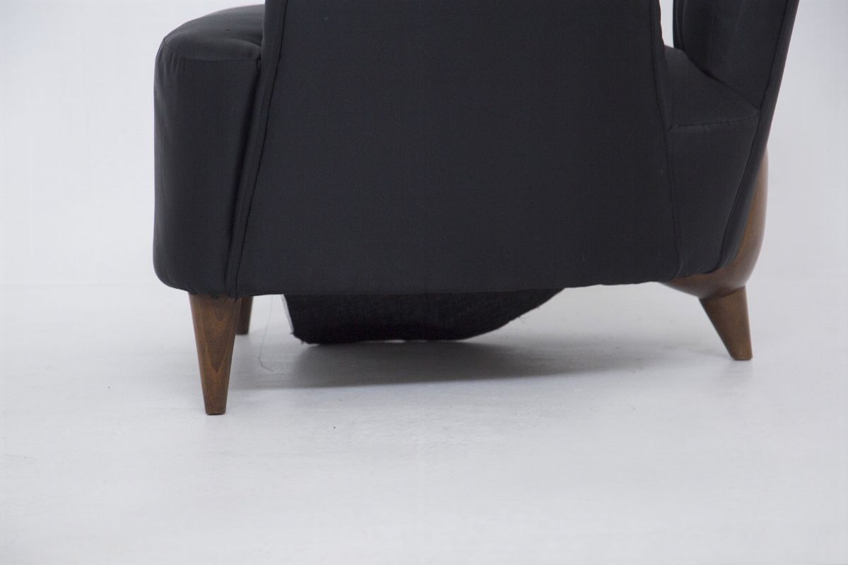 Vintage Armchairs Att. To Renzo Zavanella in Wood And Silk Satin
