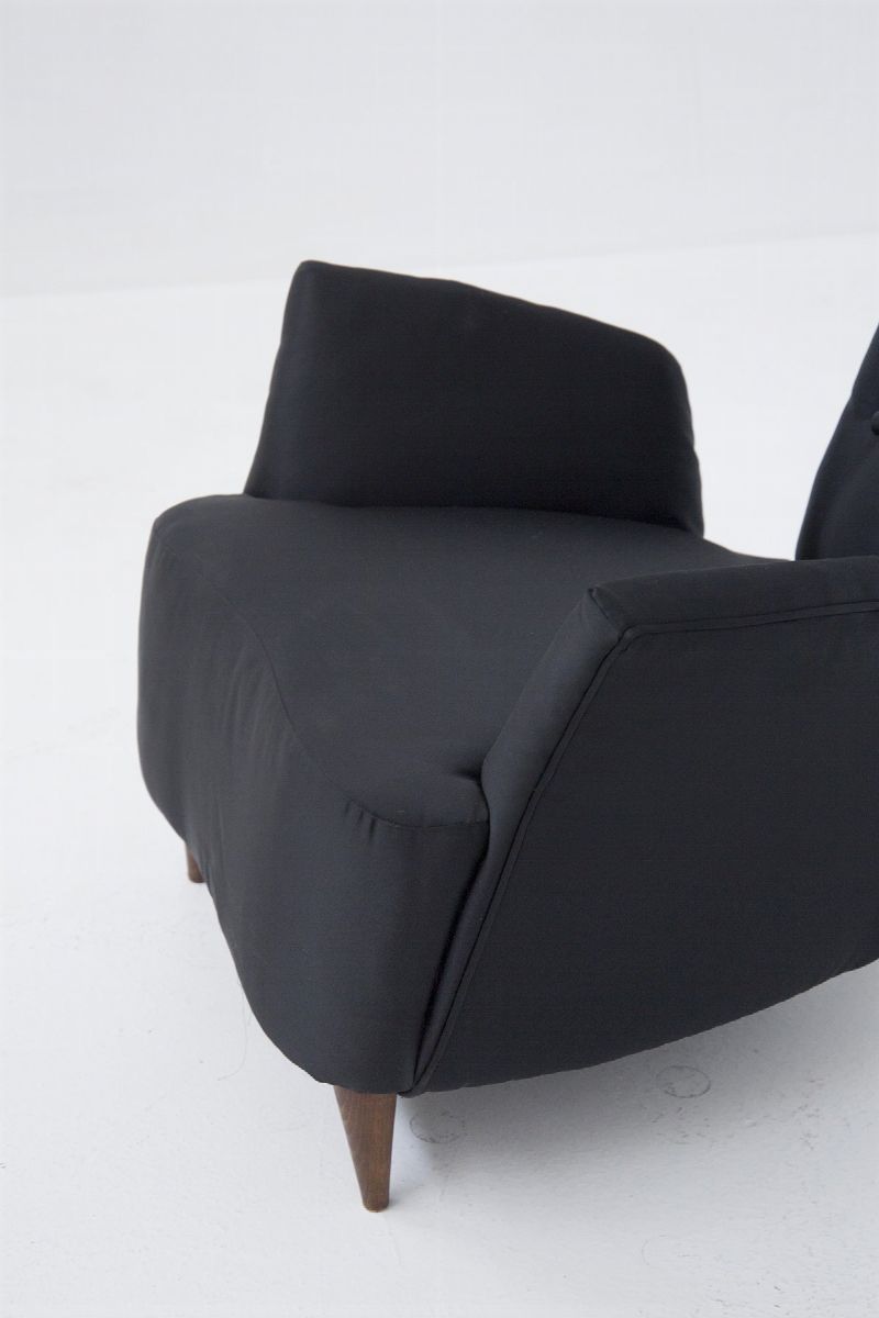 Vintage Armchairs Att. To Renzo Zavanella in Wood And Silk Satin