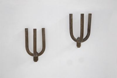 Pair Of Vintage Wall Lights in Patina Brass