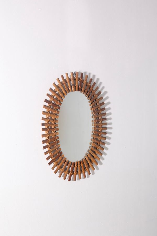 Mirror with bamboo crates