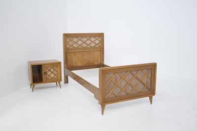 Paolo Buffa Single Bed And Bedside Table in Wood