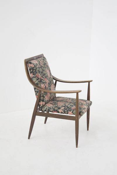 Silvio Cavatorta Vintage Armchair in Floral Fabric
