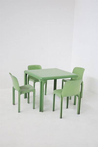 Table And Chairs Set By Vico Magistretti For Artemide, Original Brand