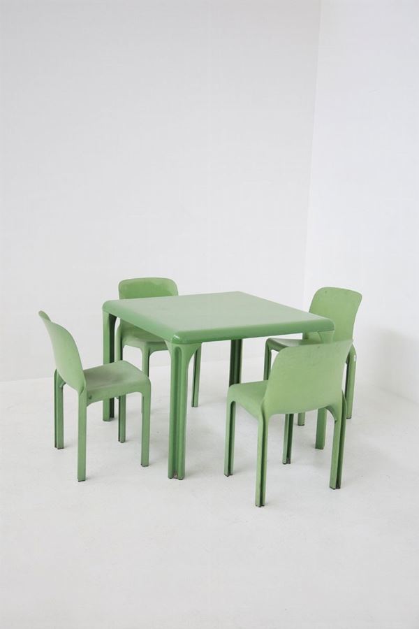 Table and Chairs Set by Vico Magistretti for Artemide, Original Brand