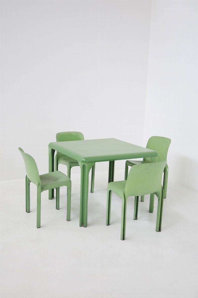 Table And Chairs Set By Vico Magistretti For Artemide, Original Brand