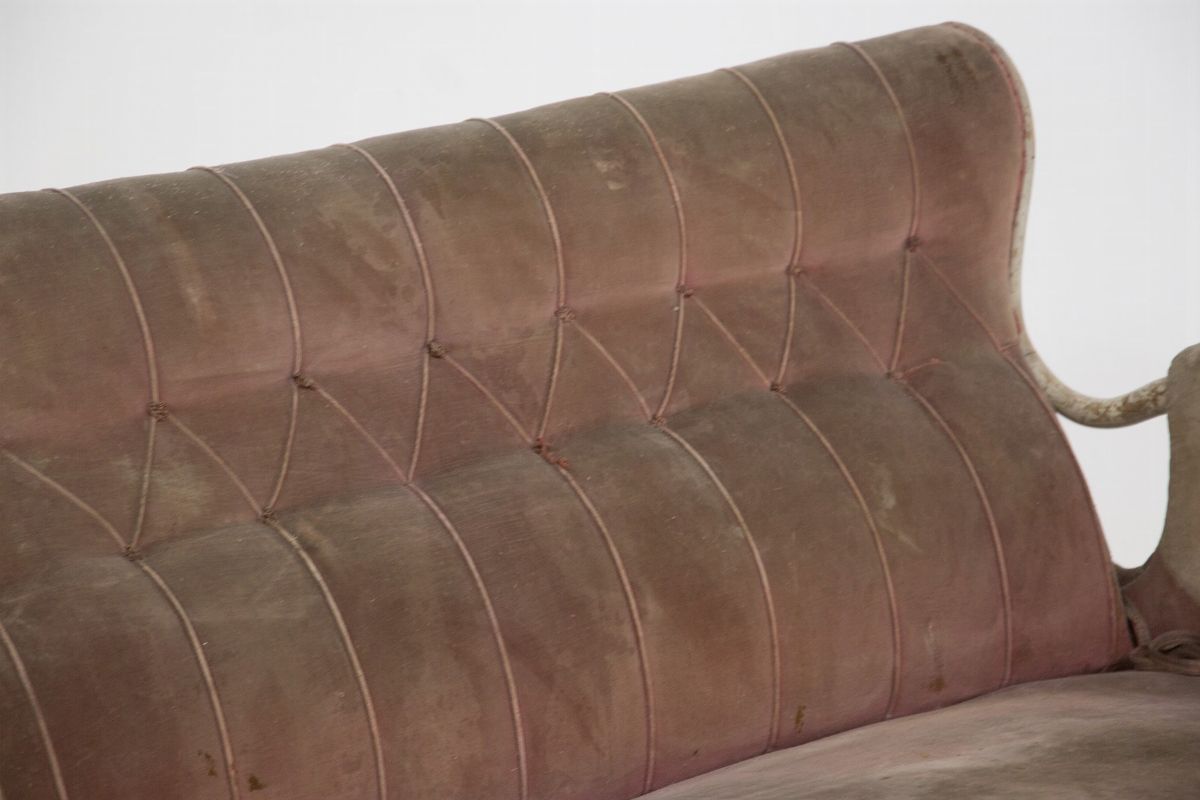 Guglielmo Ulrich Two Seater Sofa in Wood And Cotton