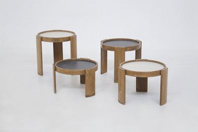 Vintage Stackable Side Tables By Gianfranco Frattini For Cassina, Original Label