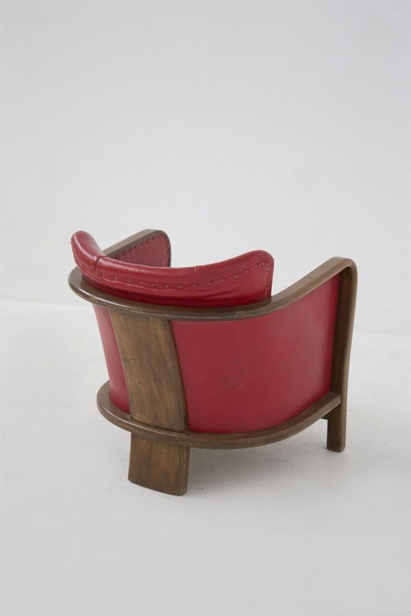 Vintage Armchair in Red Leather by Osvaldo Borsani